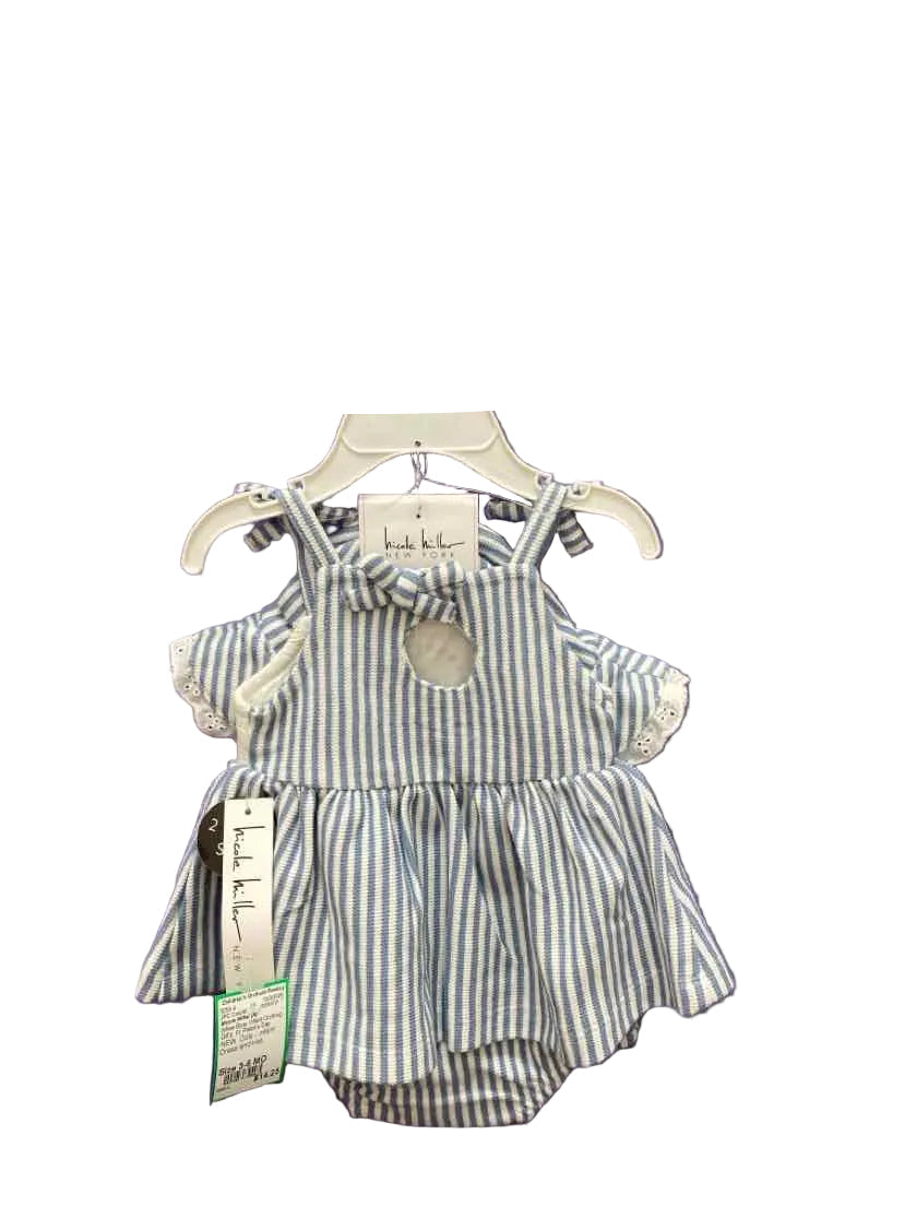 Nicole Miller (A) White Blue Infant Size 3-6 MO 2PC Casual