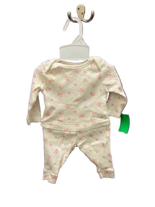 Cloud Island (D) Cream Pink Infant Size 0-3 MO 2PC Casual