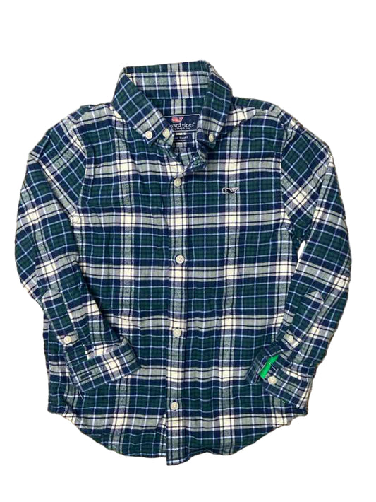 Vineyard Vines (A) Blue Green Toddler Size 4T ButtondownLS