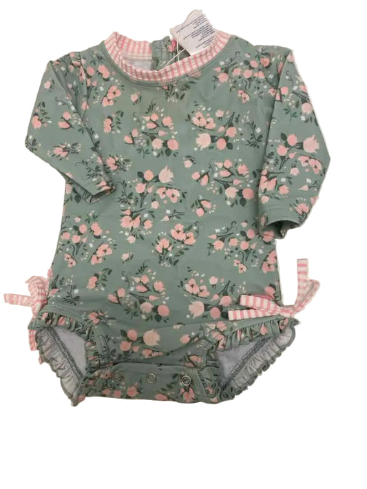Ruffle Butts and Rugg (B) Green Infant Size 3-6 MO 1PCSwimwear