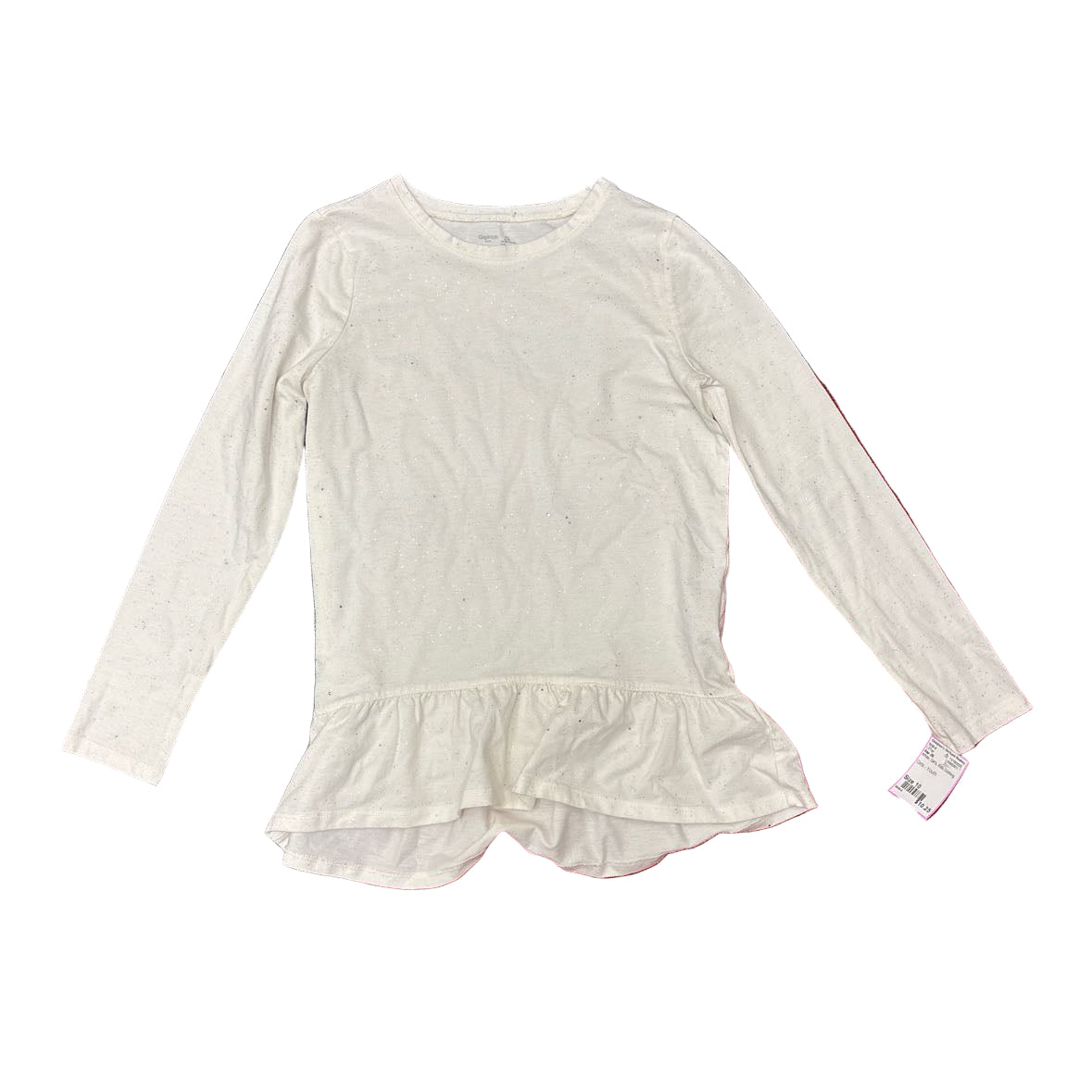 Gap (B) White Youth Size 10 Long Sleeve Sparkle Top
