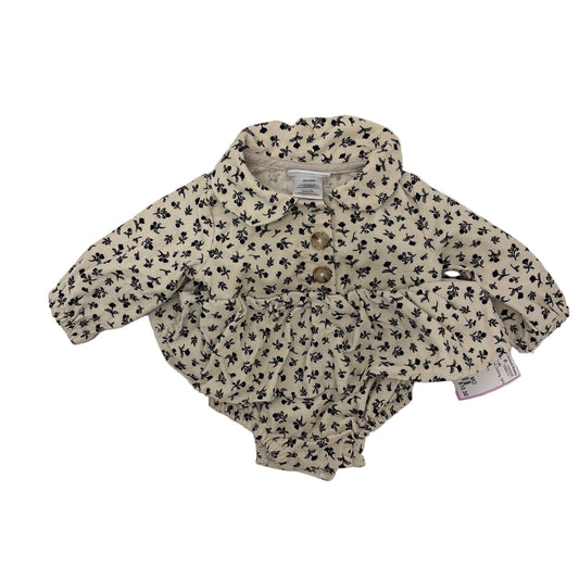 Nicole Miller (A) Cream Infant Size 0-3 MO Casual Floral Print Ruffle Dress