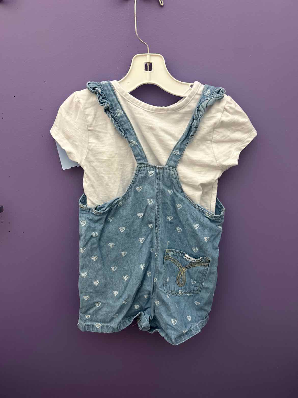 Calvin Klein (B) White Blue Toddler Size 4T 2PCOverallShort