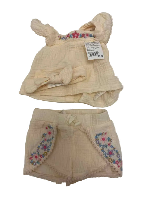 Rabbit + Bear (D) Cream Infant Size 0-3 MO 2PC Casual