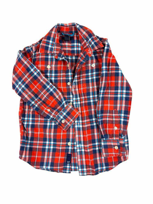 Gap (B) Orange Blue Youth Size 6 ButtondownLS