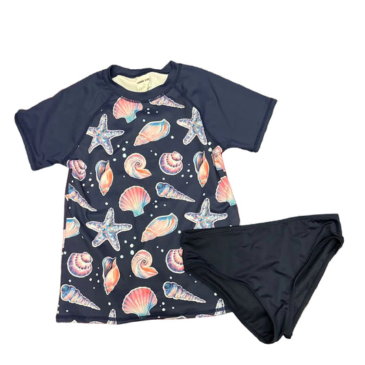 Lands End Navy Print Youth Size 10-12 2PCSwimwear
