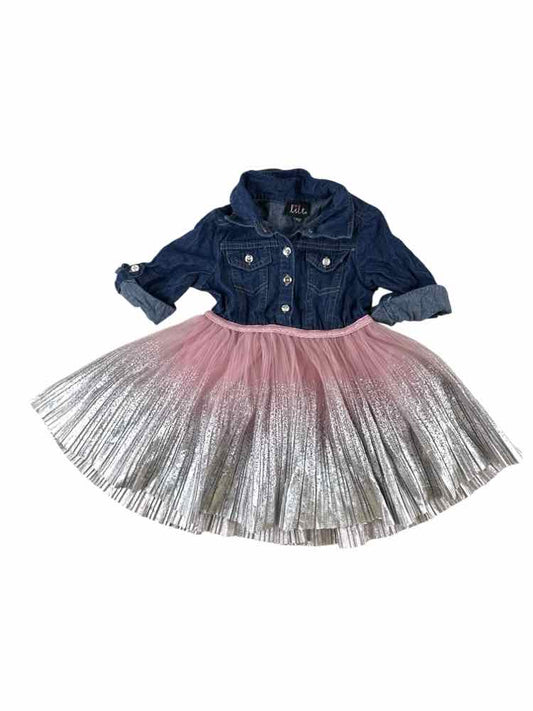 Lilt (C) Blue Silver Toddler Size 2T CasualDress