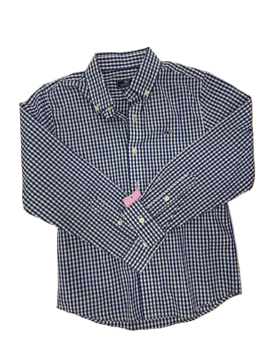 Vineyard Vines (A) White Blue Plaid Youth Size 7 ButtondownLS