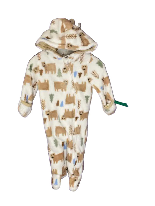 Little Beginnings (E) White Print Infant Size 6-9 MO Fleece Suit