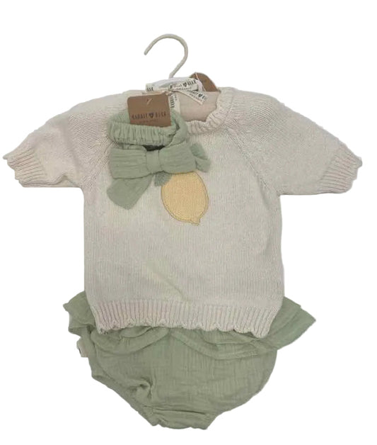 Rabbit + Bear (D) Cream Infant Size 6-9 MO 3PC Casual