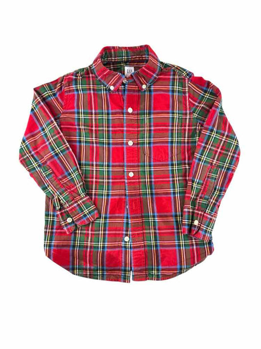 Gap (B) Red Green Youth Size 6-7 ButtondownLS