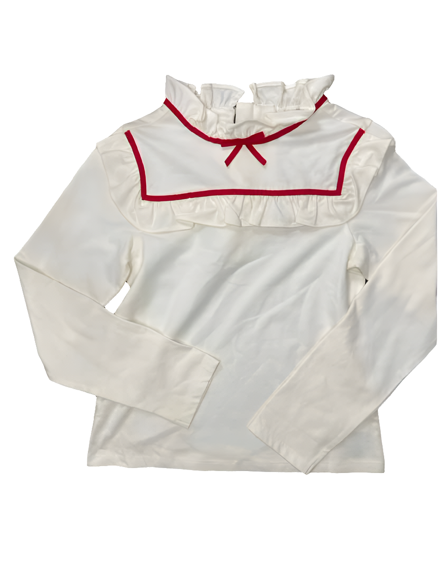 Janie and Jack (A) Cream Youth Size 8 LSTop