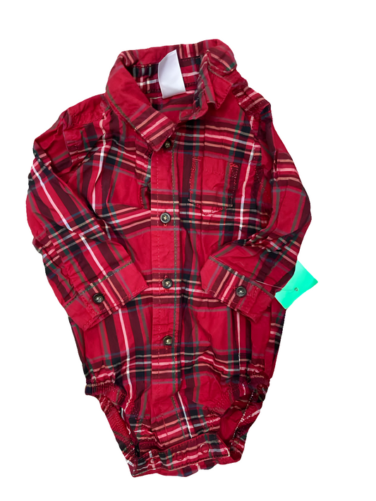 Carters (C) Red Infant Size 6 MO ButtondownLS
