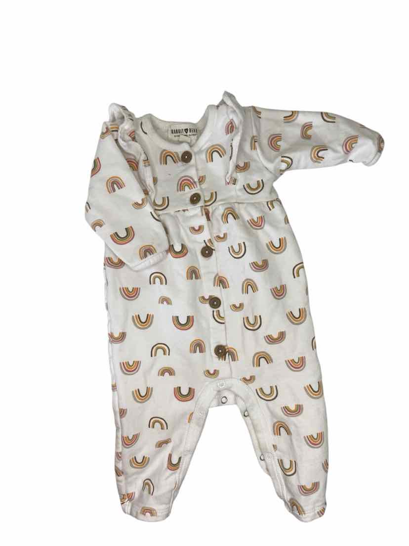 Rabbit + Bear (D) White Print Infant Size 0-3 MO 1PC Casual
