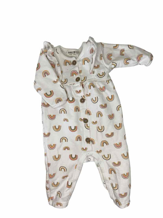 Rabbit + Bear (D) White Print Infant Size 0-3 MO 1PC Casual