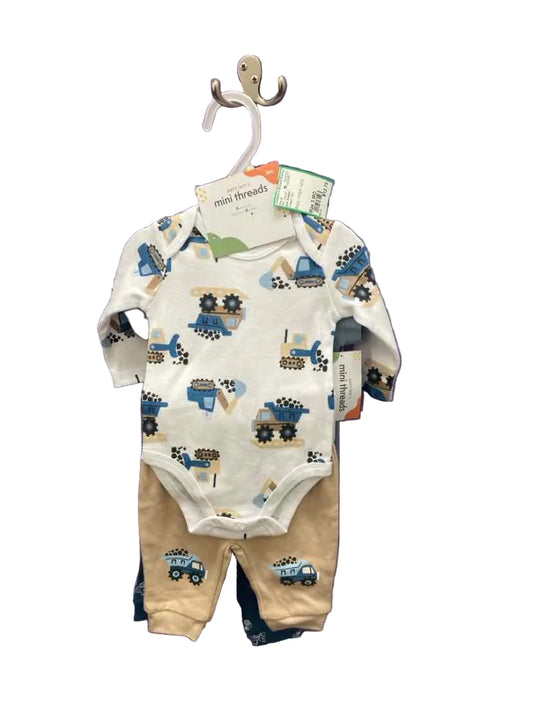 mini threads Cream Tan Infant Size 3 MO 3PC Casual