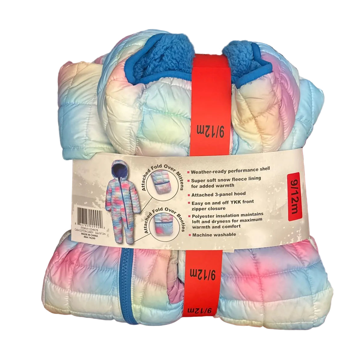 Snozu (A) Pink Aqua Infant Size 9 MO 1PC Snowsuit