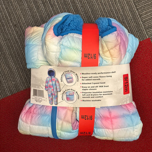 Snozu (A) Pink Aqua Infant Size 9 MO 1PC Snowsuit