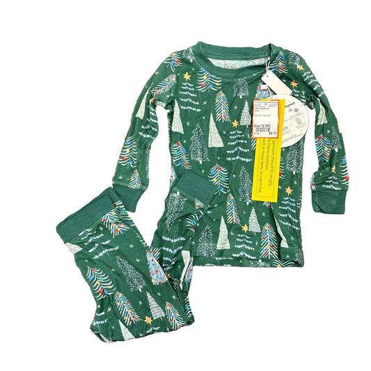 Little Sleepies (A) Green Infant Size 12 MO 2PC Sleepwear Christmas Tree