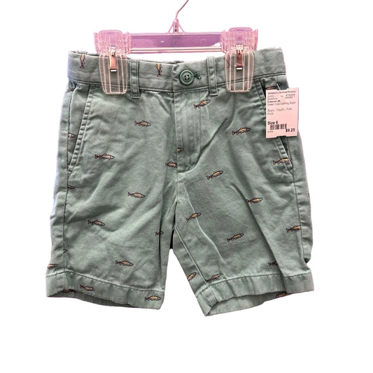 Crewcuts (B) Green Youth Size 6 Fish Shorts Chino