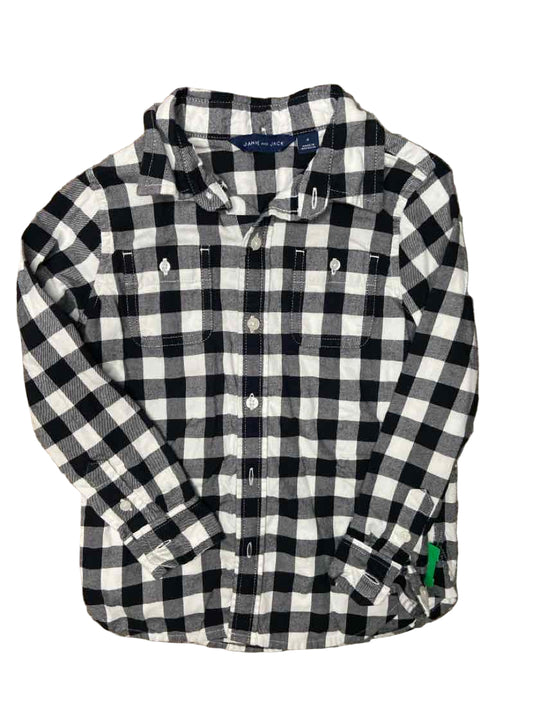 Janie and Jack (A) White Black Toddler Size 4 ButtondownLS