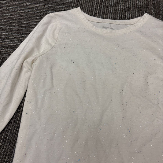 Gap (B) White Youth Size 10 Long Sleeve Sparkle Top