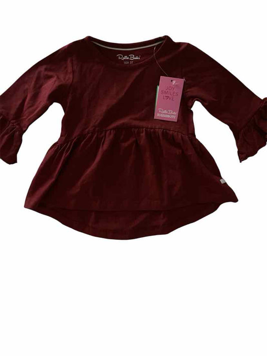Ruffle Butts and Rugg (B) Maroon Toddler Size 3T LSTop