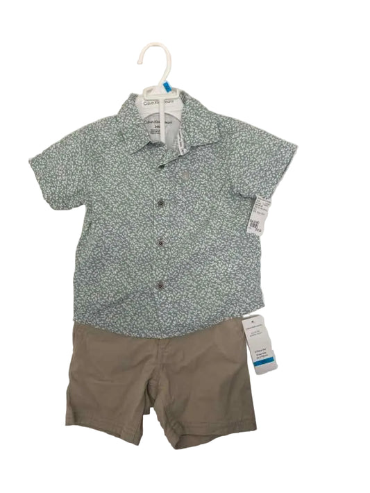 Calvin Klein (B) Green Tan Infant Size 24 MO 2PC Casual