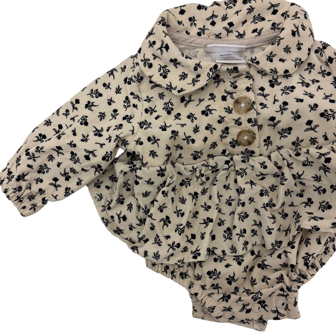 Nicole Miller (A) Cream Infant Size 0-3 MO Casual Floral Print Ruffle Dress