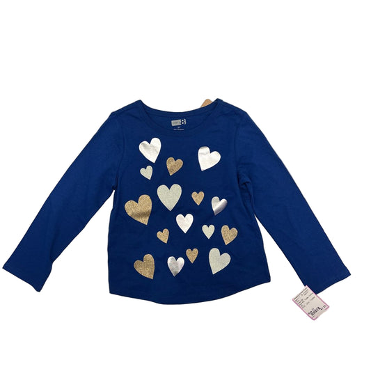 Crazy 8 (D) Royal Blue Heart Toddler Size 3T Long Sleeve Top