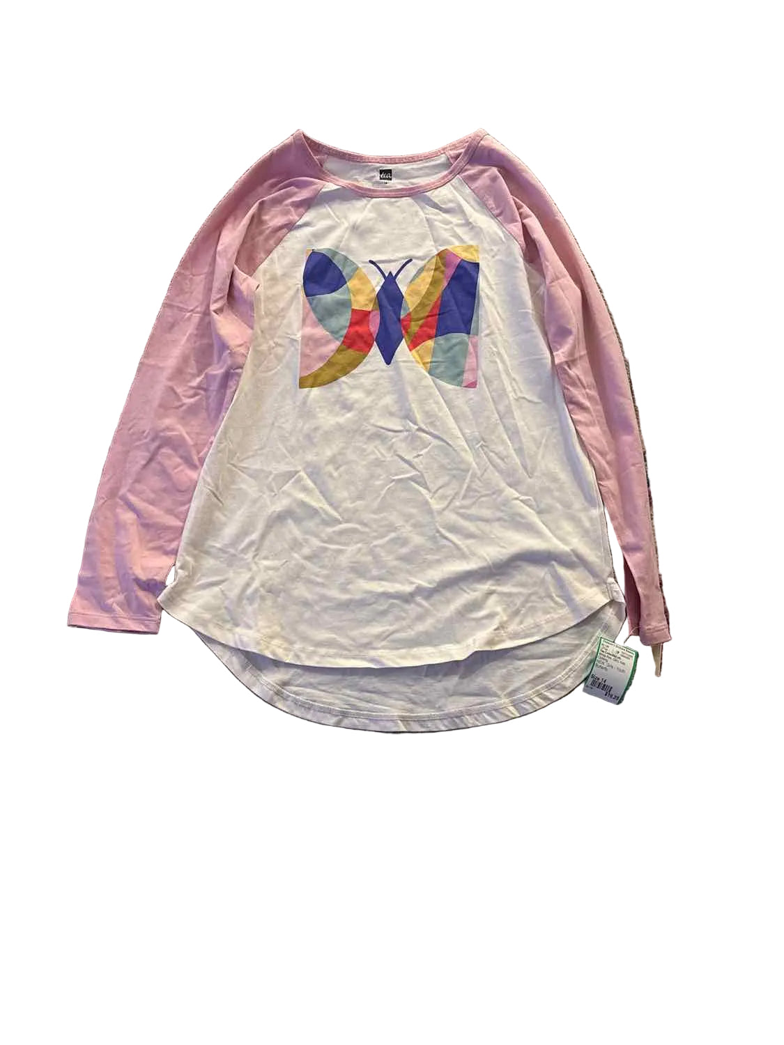 Tea Collection (A) White Pink Youth Size 14 LSTop