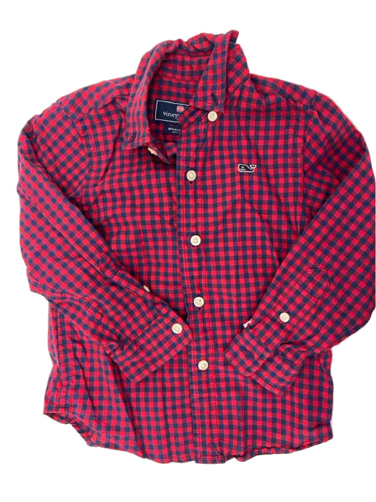 Vineyard Vines (A) Blue Red Plaid Toddler Size 2T ButtondownLS
